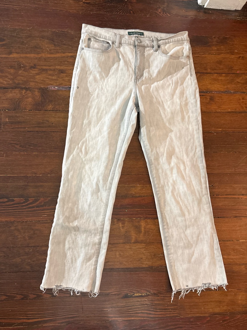 Lauren Ralph Lauren gray classic straight raw hem jeans pants size 12